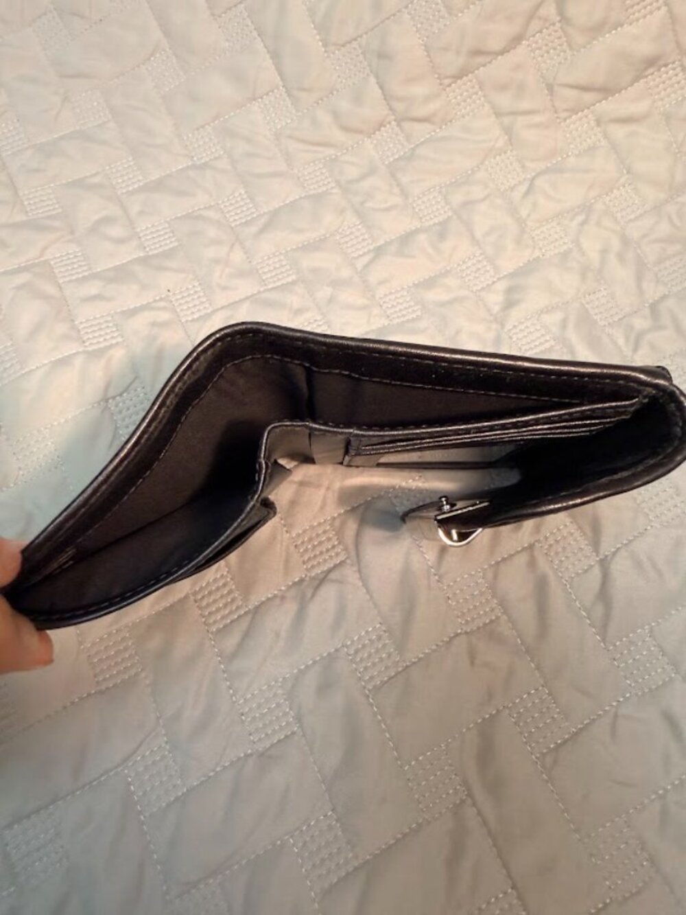 Coach Black Leather Compact Wallet with Coin Zip - Picture 6 of 6